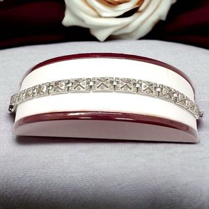 Beautiful Vintage Art Deco Pave Crystal Flat Hinged Panel Bracelet